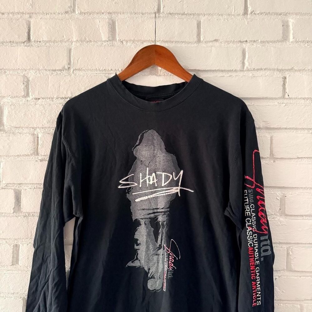 Vintage 00s Shady Ltd Faded Black Eminem Streetwear Rap Long Sleeve Shirt Medium